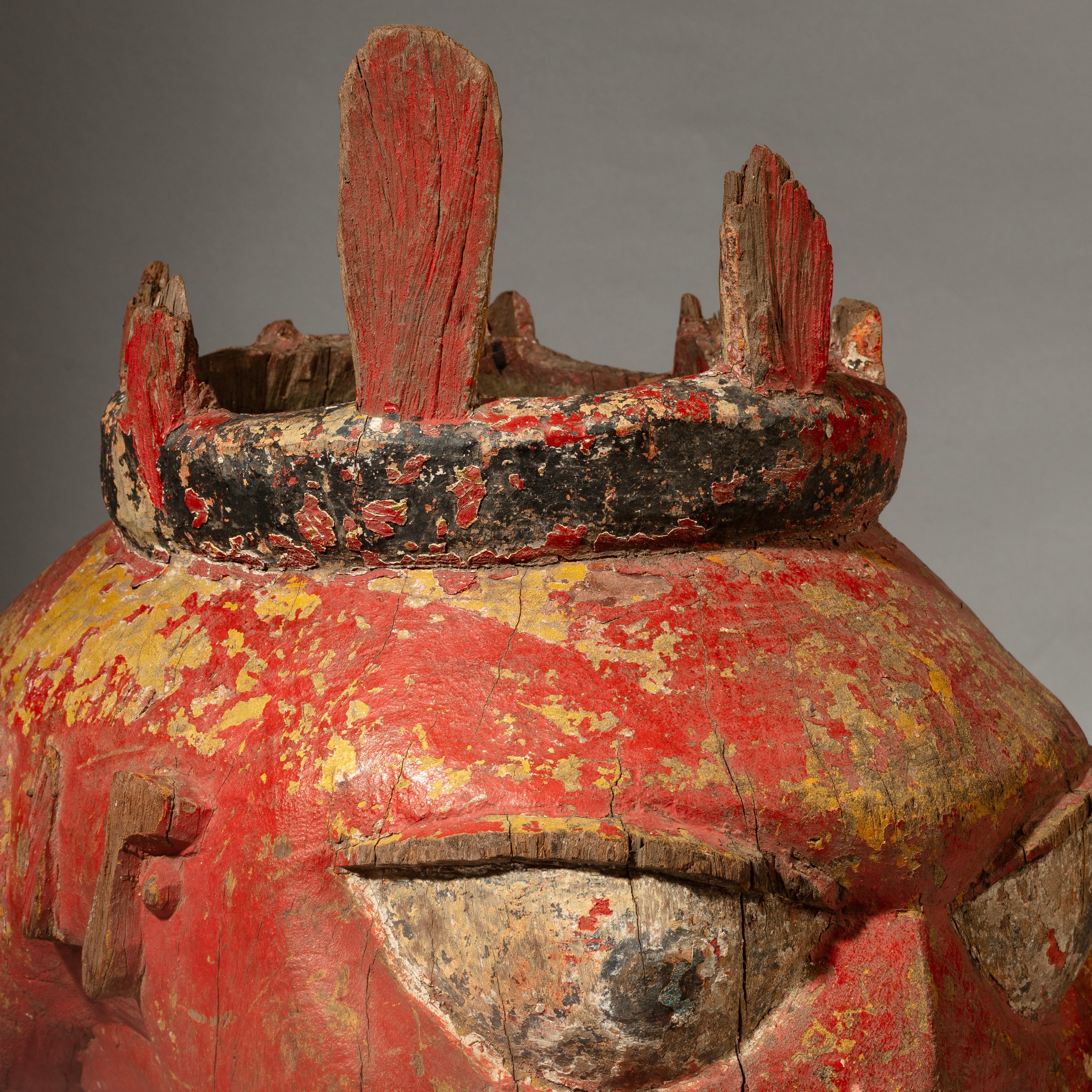 A MAGNIFICENT EXTRA LARGE JANUS HELMET MASK WITH BIRDS IN THE BACK, YORUBA TRIBE NIGERIA W.AFRICA ( No 4545)