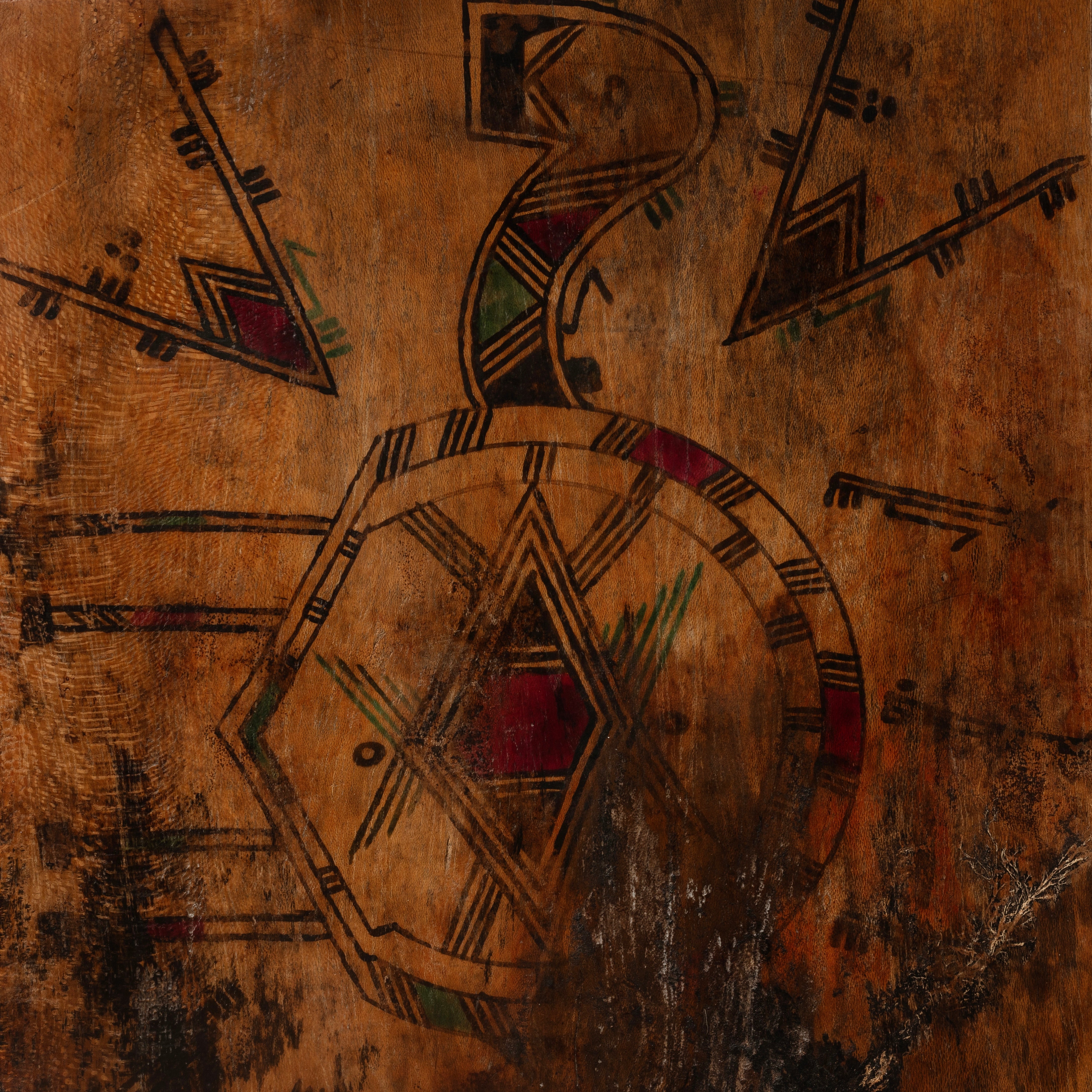 A WEATHERED HAUSA TRIBE MAGIC WRITING BOARD FROM WEST AFRICA ( No 4508 )