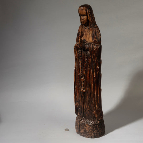AN ANTIQUE, 80cm HOLY MARY STATUE, MAKONDE TRIBE OF TANZANIA ( No 4543 )