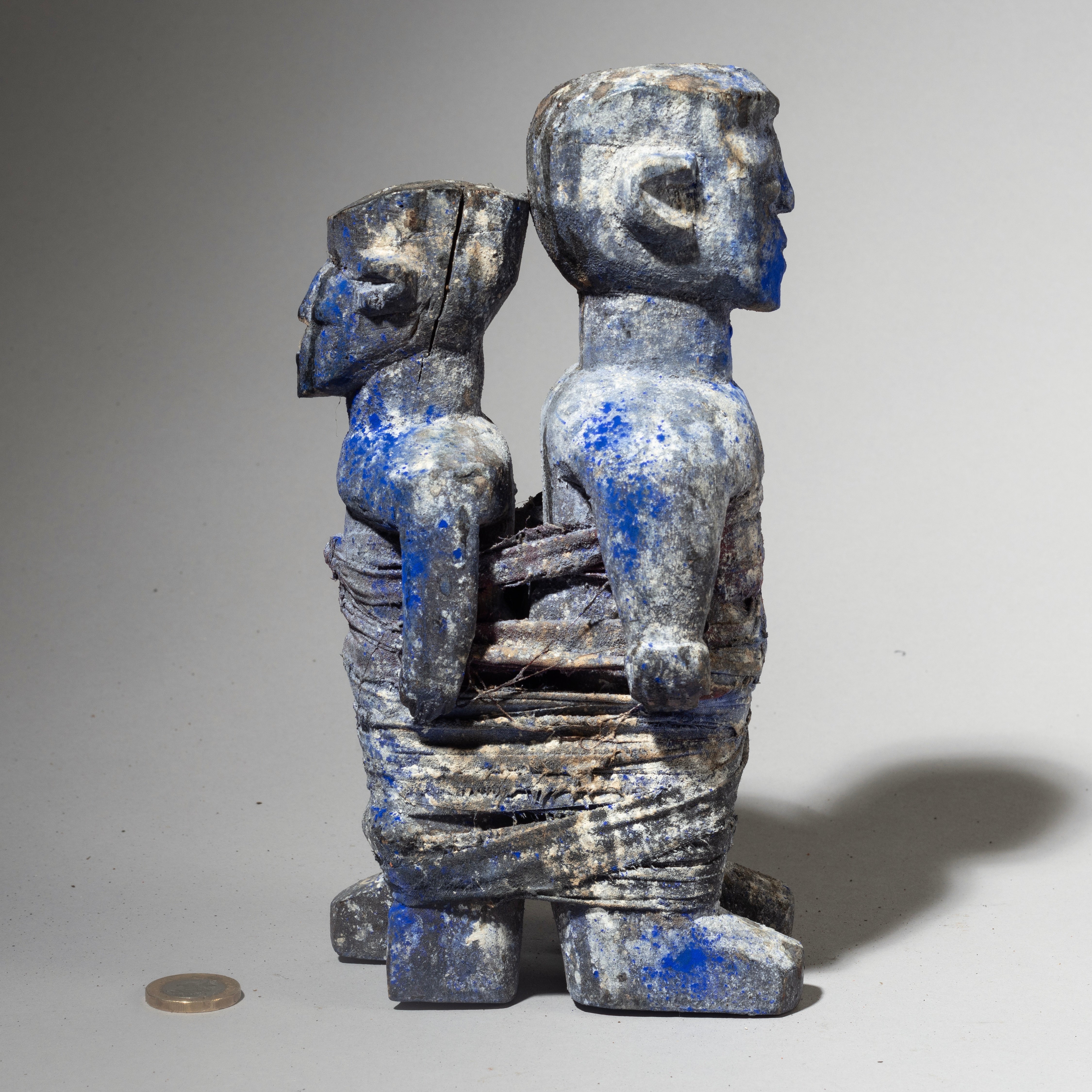 A RELATIONSHIP BLUE PIGMENT POWER OBJECT EWE TRIBE FROM GHANA( No 4557 )