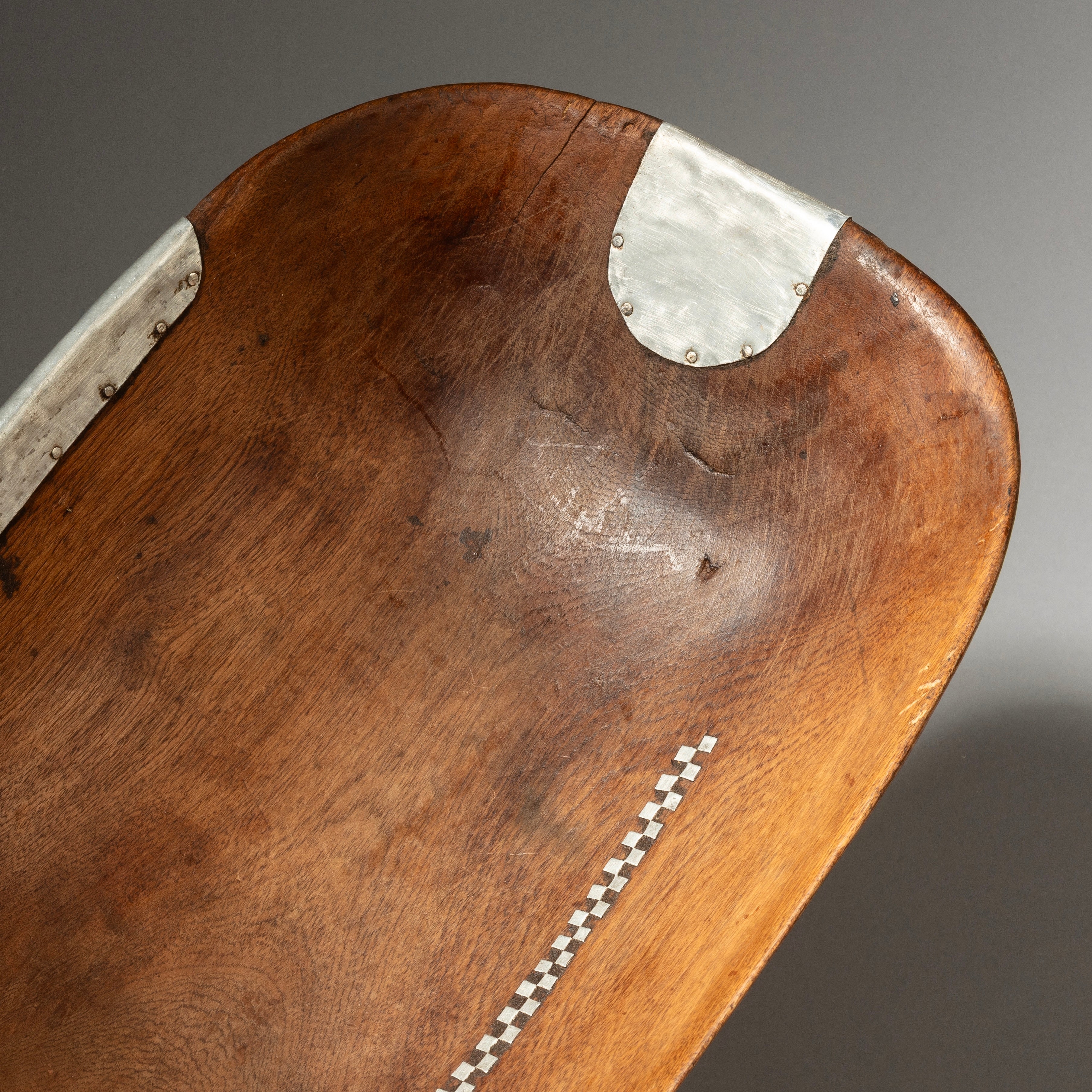 A UNIQUELY REPAIRED, WELL PATINATED BOWL, FROM TUTSI TRIBE OF RWANDA ( No 4338 )