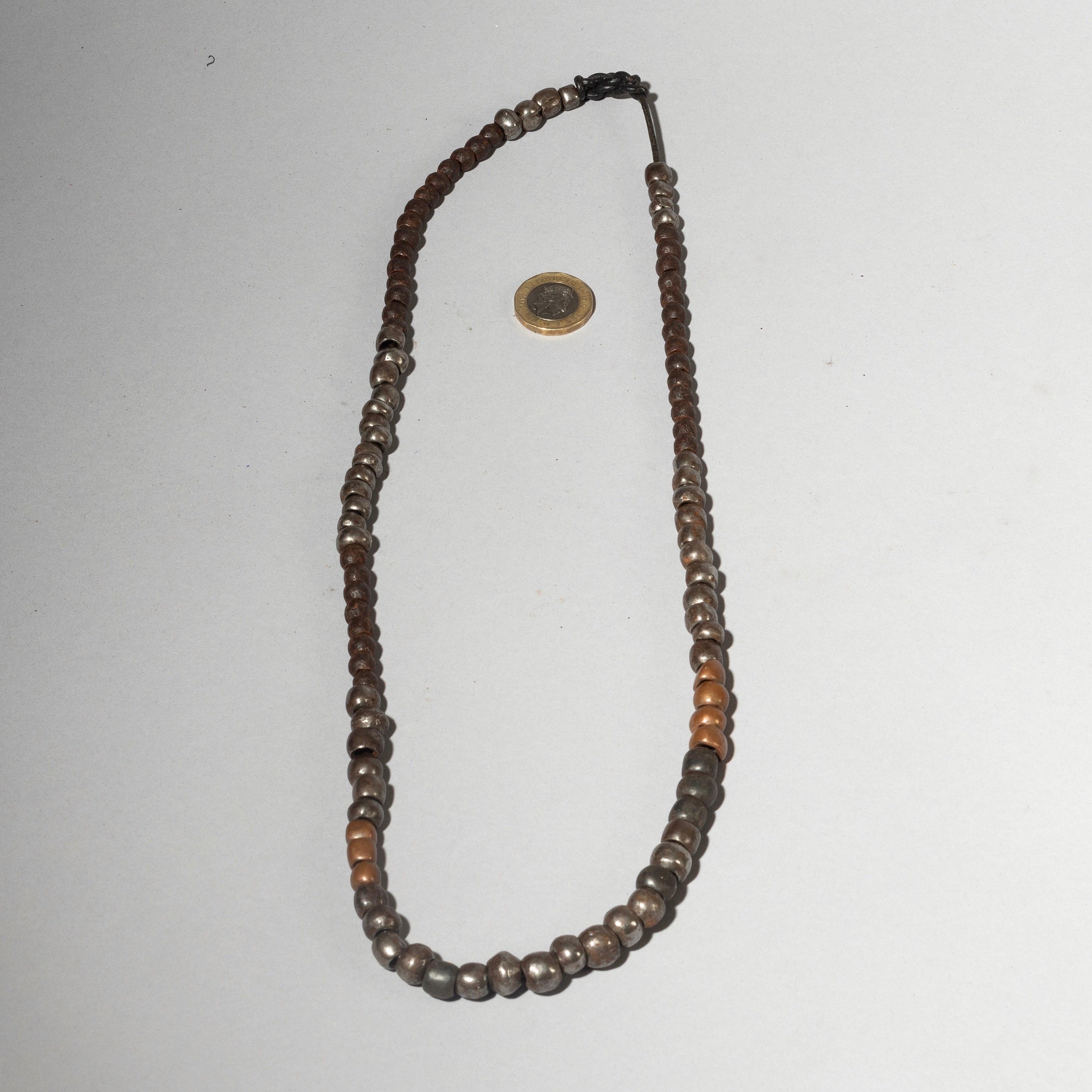 A TRADITIONAL TRIBAL RECYCLED METAL BEADED NECKLACE FROM TURKANA TRIBE KEMYA E.AFRICA  ( No 4565 )