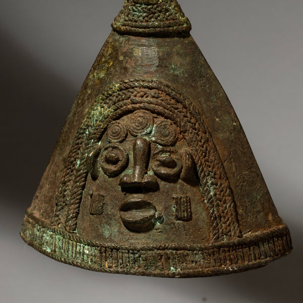 A 19THC REFINED FIGURATIVE DIVINATION BELL FROM YORUBA TRIBE OF NIGERIA( No 4580 )
