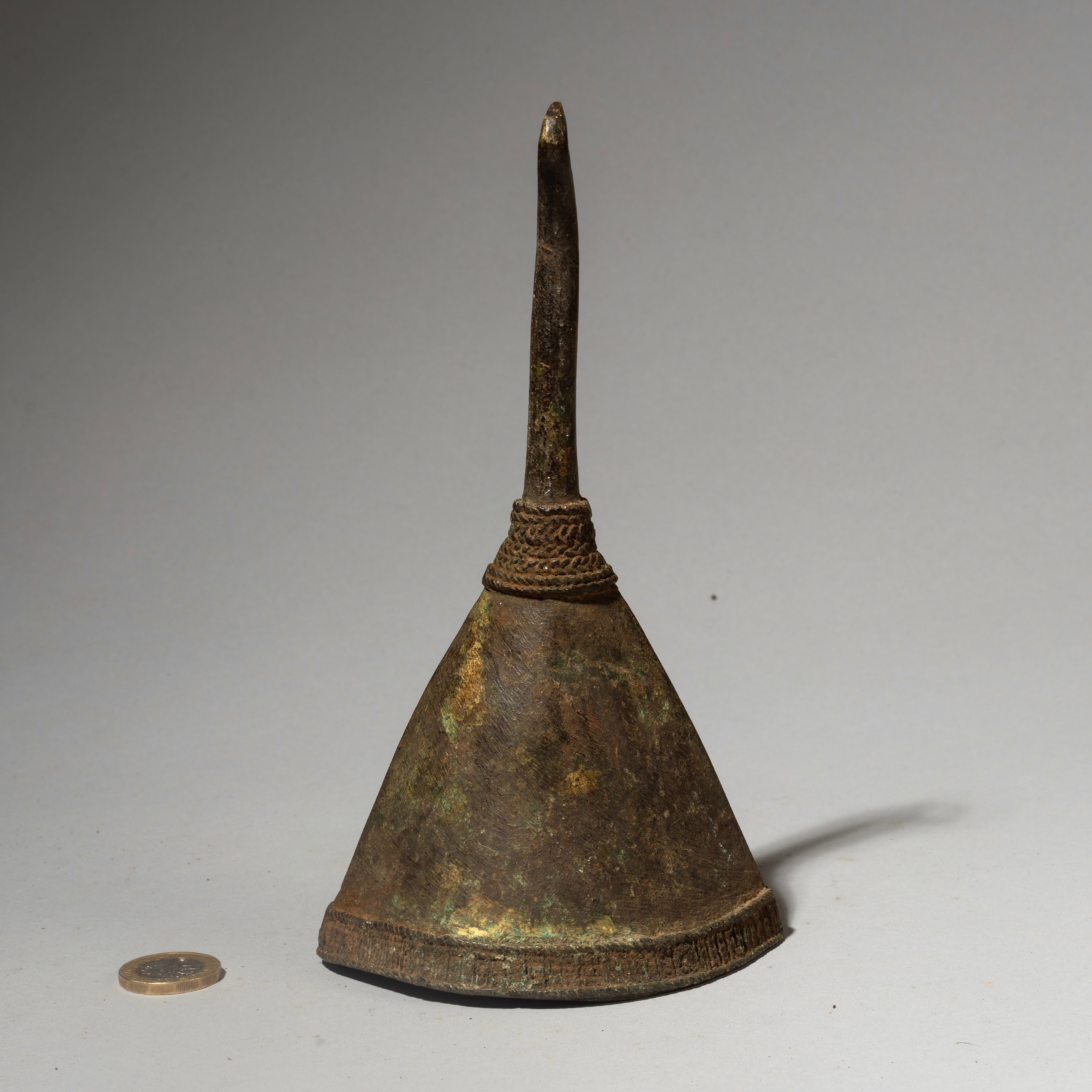 A 19THC REFINED FIGURATIVE DIVINATION BELL FROM YORUBA TRIBE OF NIGERIA( No 4580 )