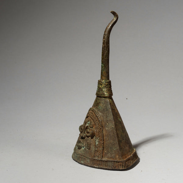 A 19THC REFINED FIGURATIVE DIVINATION BELL FROM YORUBA TRIBE OF NIGERIA( No 4580 )