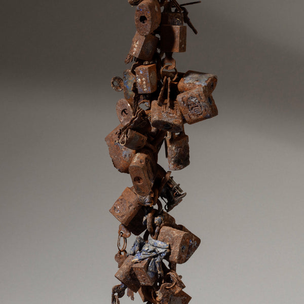 A LARGE MULTI CLUSTER LOCK FETISH FROM EWE OF GHANA W AFRICA ( No 4601 )