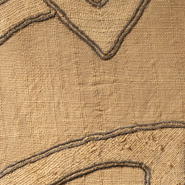 A LIGHT BEIGE PRECISELY APPLIQUÉD MOUNTED OLD RAFFIA SKIRT FROM THE KUBA PEOPLE OF CONGO ( No 4618 )