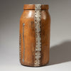 A BIG ROBUST HONEY POT WITH METAL INDIGENOUS REPAIRS FROM THE TUTSI TRIBE OF RWANDA ( No 4607 )