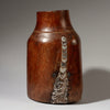 A LARGE  CHUNKY HONEY POT WITH METAL INDIGENOUS REPAIRS FROM THE TUTSI TRIBE OF RWANDA ( No 4608 )