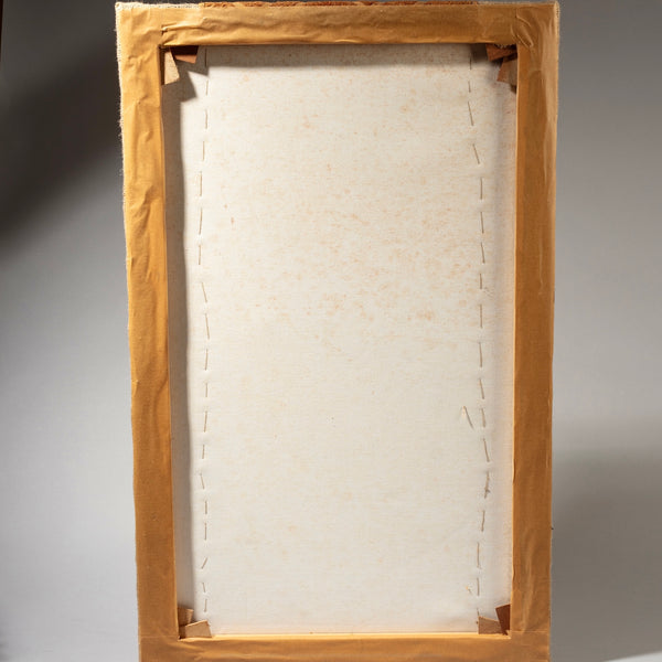 A MOUNTED RAFFIA SHOOWA PANEL FROM THE KUBA PEOPLE OF CONGO ( No 4616 )