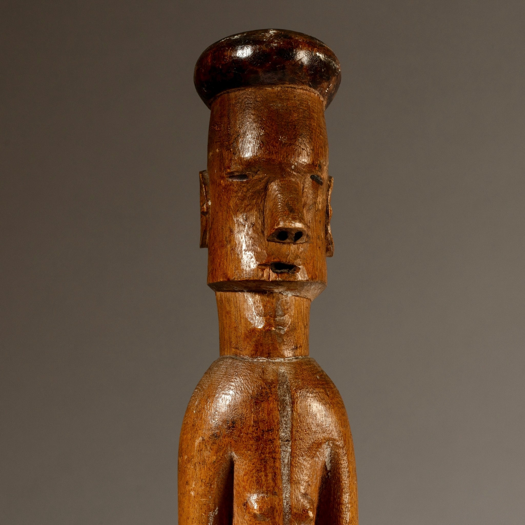 A RARE FIGURATIVE WOODEN STAFF FROM ZULU TRIBE OF SOUTH AFRICA EX UK COLL. ( No 4634 )
