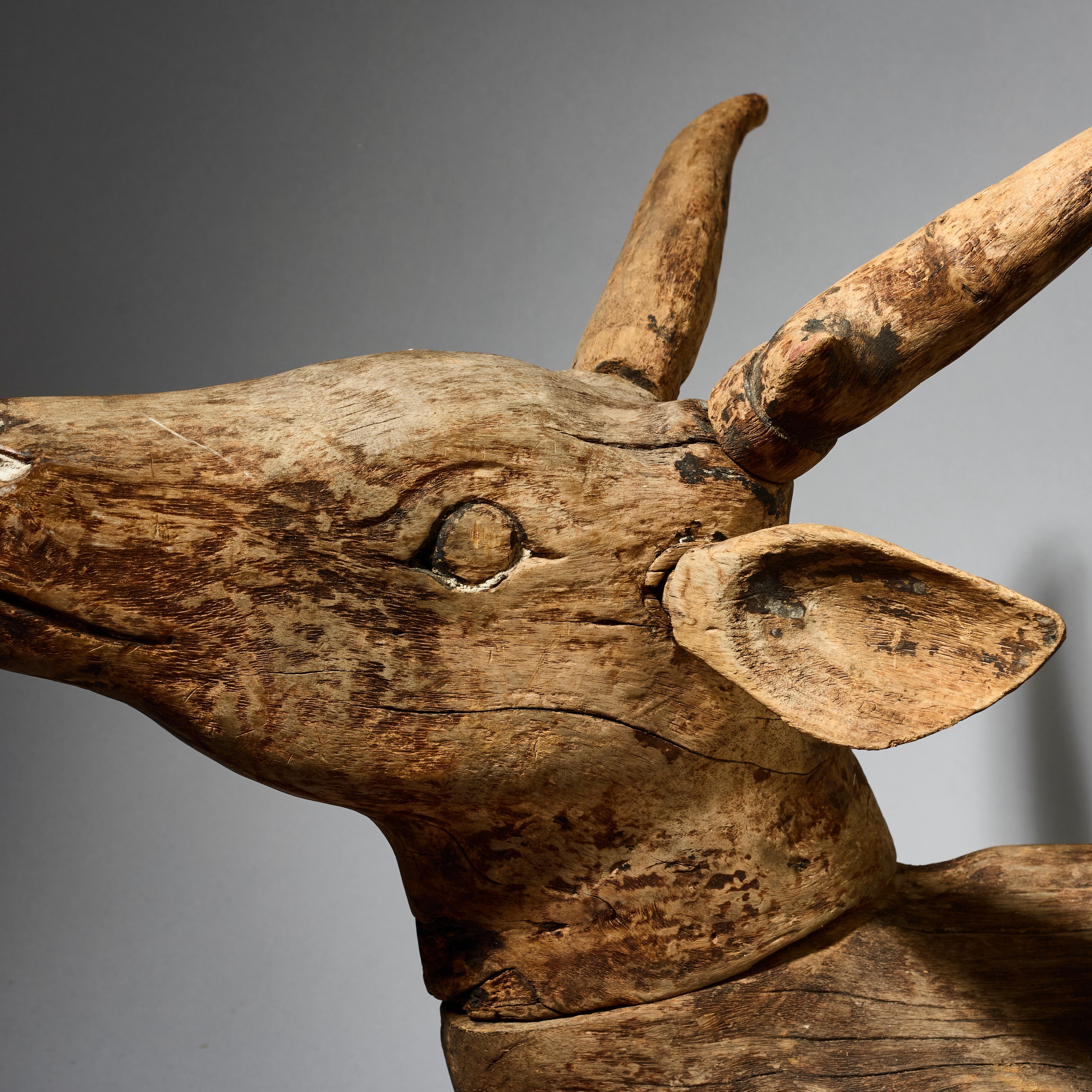 A LARGE WEATHERED DEER SCULPTURE FROM INDONESIA ( No 4681 )