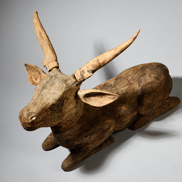 A LARGE WEATHERED DEER SCULPTURE FROM INDONESIA ( No 4681 )