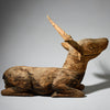 A LARGE WEATHERED DEER SCULPTURE FROM INDONESIA ( No 4681 )
