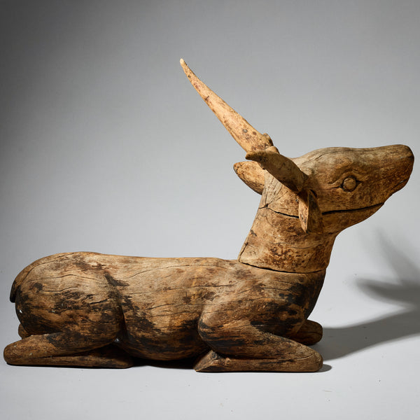 A LARGE WEATHERED DEER SCULPTURE FROM INDONESIA ( No 4681 )