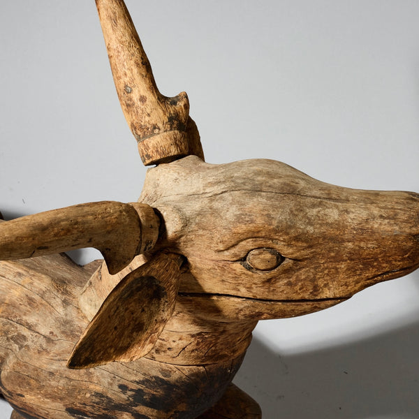 A LARGE WEATHERED DEER SCULPTURE FROM INDONESIA ( No 4681 )