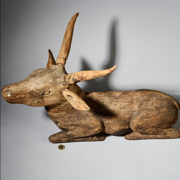 A LARGE WEATHERED DEER SCULPTURE FROM INDONESIA ( No 4681 )