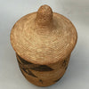 A FINE, RARE + FABULOUS FIBRE BASKET WITH LID FROM TUTSI TRIBE RWANDA ( No 4735 )