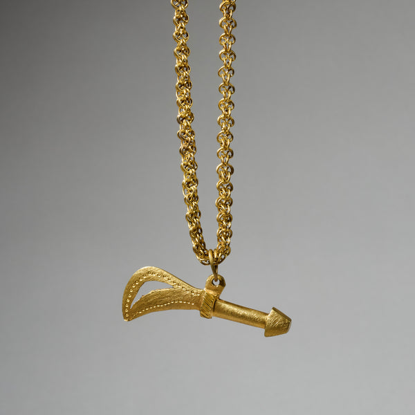 A BRILLIANT BAULE BRONZE NECKLACE WITH PRESTIGE SWORD PENDANT, IVORY COAST (  No 4769