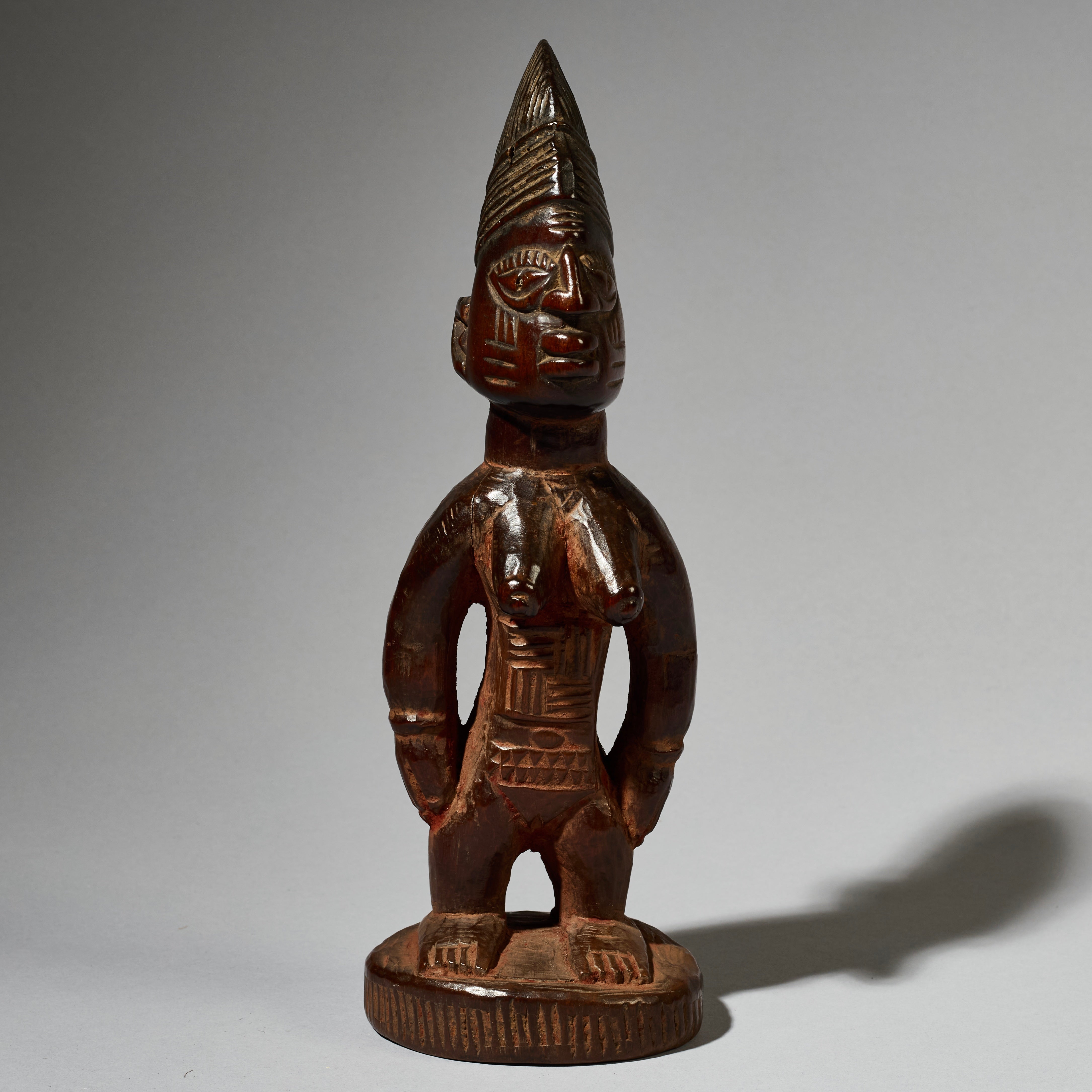 A FINE WELL PATINATED OLD  IBEJI, EX UK COLL. YORUBA TRIBE OF NIGERIA ( No 4900)