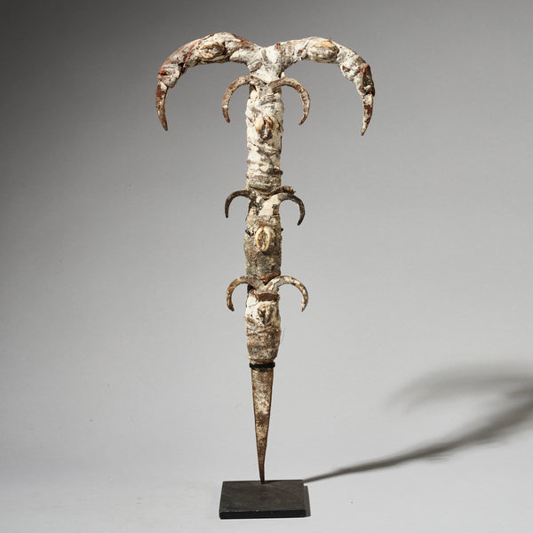 A IRON FIGURE TALISMAN FROM EWE TRIBE OF TOGO , ENCRUSTED WITH COWRIES AND IRON  ( No 4930