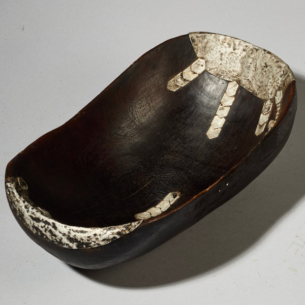 A UNIQUELY REPAIRED, WELL PATINATED BOWL, FROM TUTSI TRIBE OF RWANDA ( No 4741 )