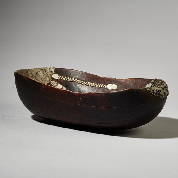 A UNIQUELY REPAIRED, WELL PATINATED BOWL, FROM TUTSI TRIBE OF RWANDA ( No 4741 )