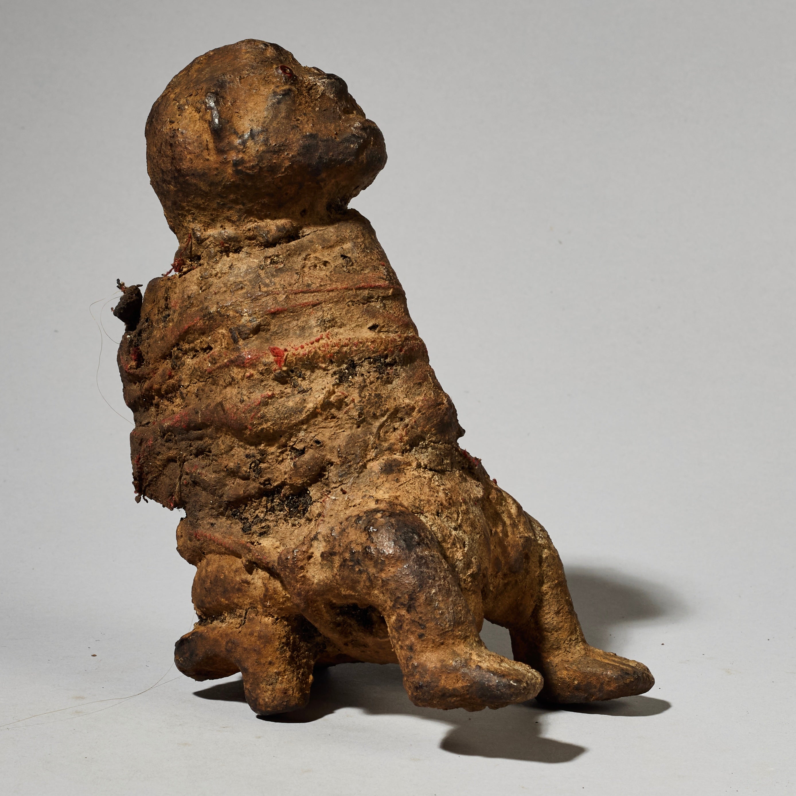 A QUIRKY PARE TRIBE CLAY FIGURE , ENCRUSTED AND UNIQUE , TANZANIA  (No 4764 )