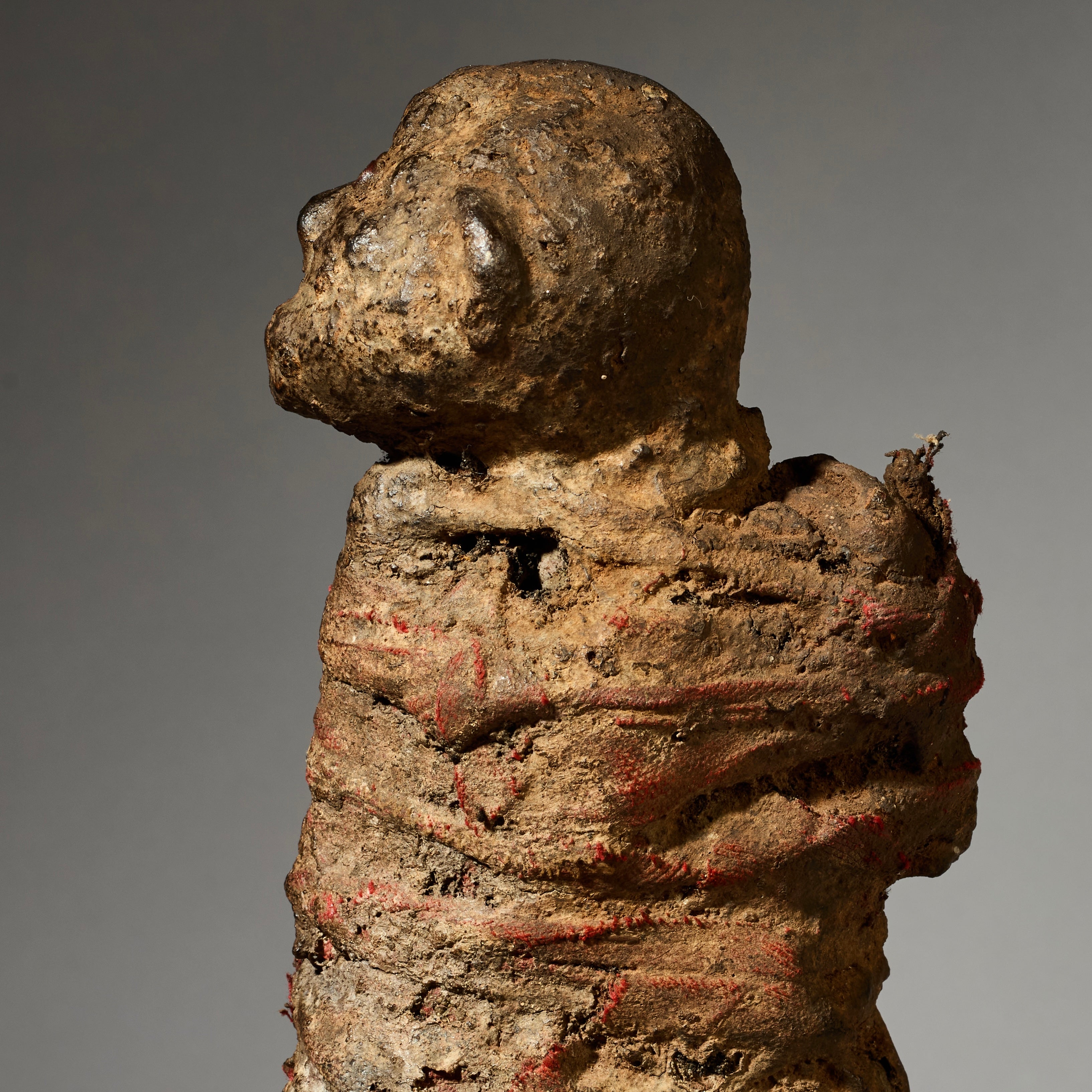 A QUIRKY PARE TRIBE CLAY FIGURE , ENCRUSTED AND UNIQUE , TANZANIA  (No 4764 )