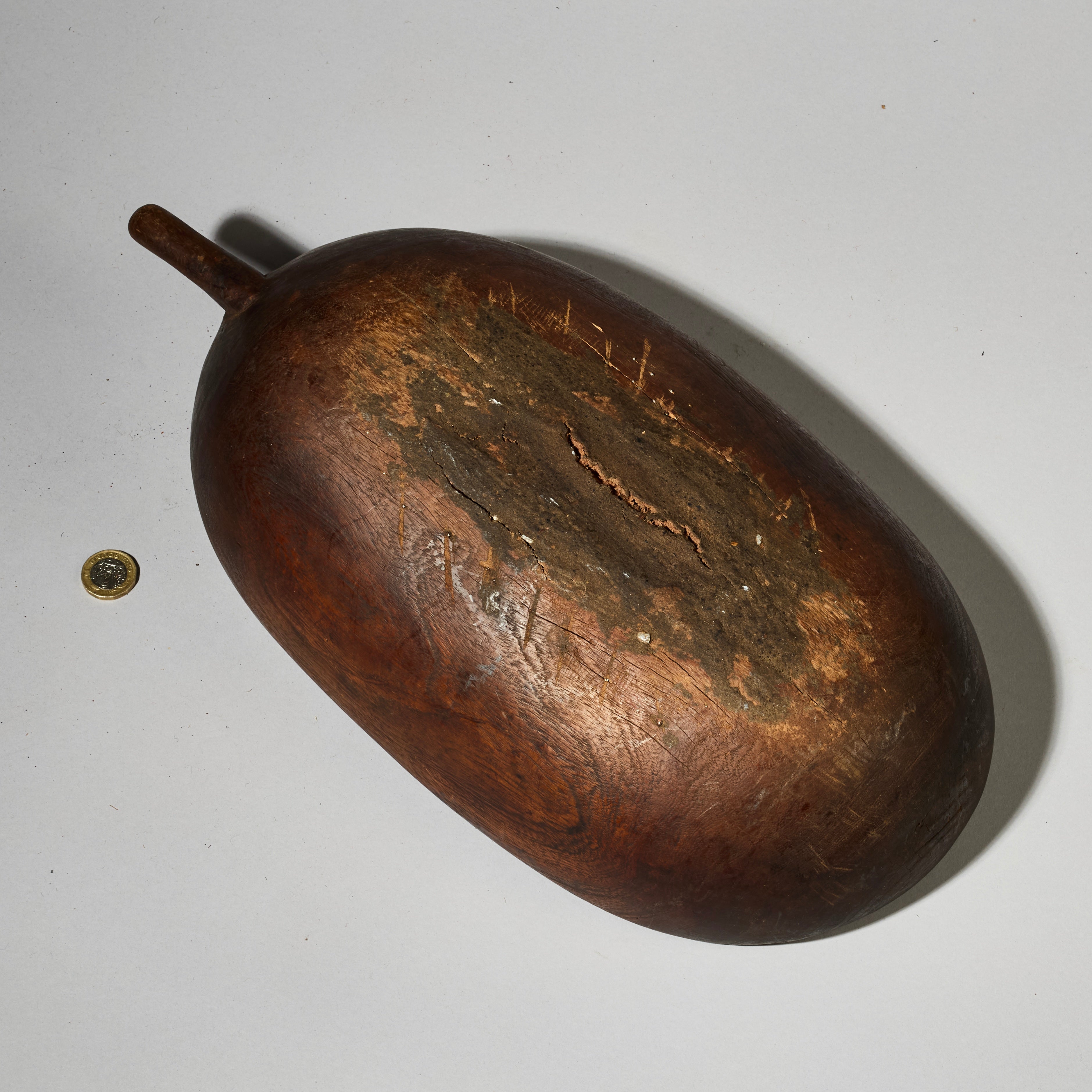 AN INGENIOUSLY REPAIRED WOODEN BOWL, TUTSI TRIBE RWANDA ( No 4897 )