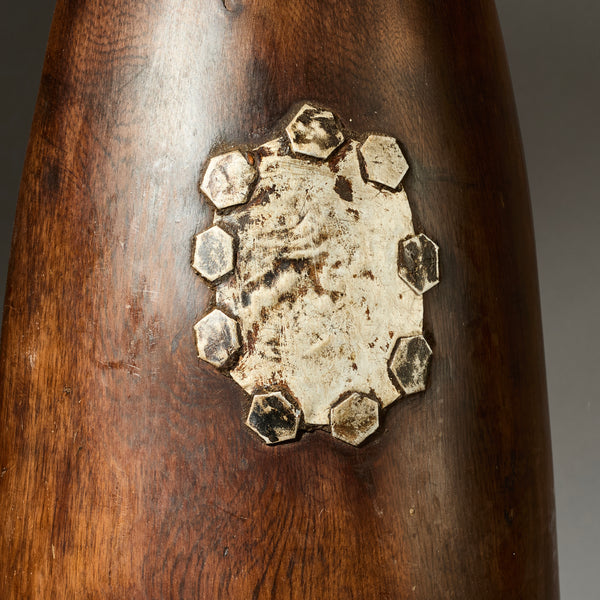 A SUPER GLOSSY WOOD LARGE POT FROM TUTSI TRIBE RWANDA( No 4947 )