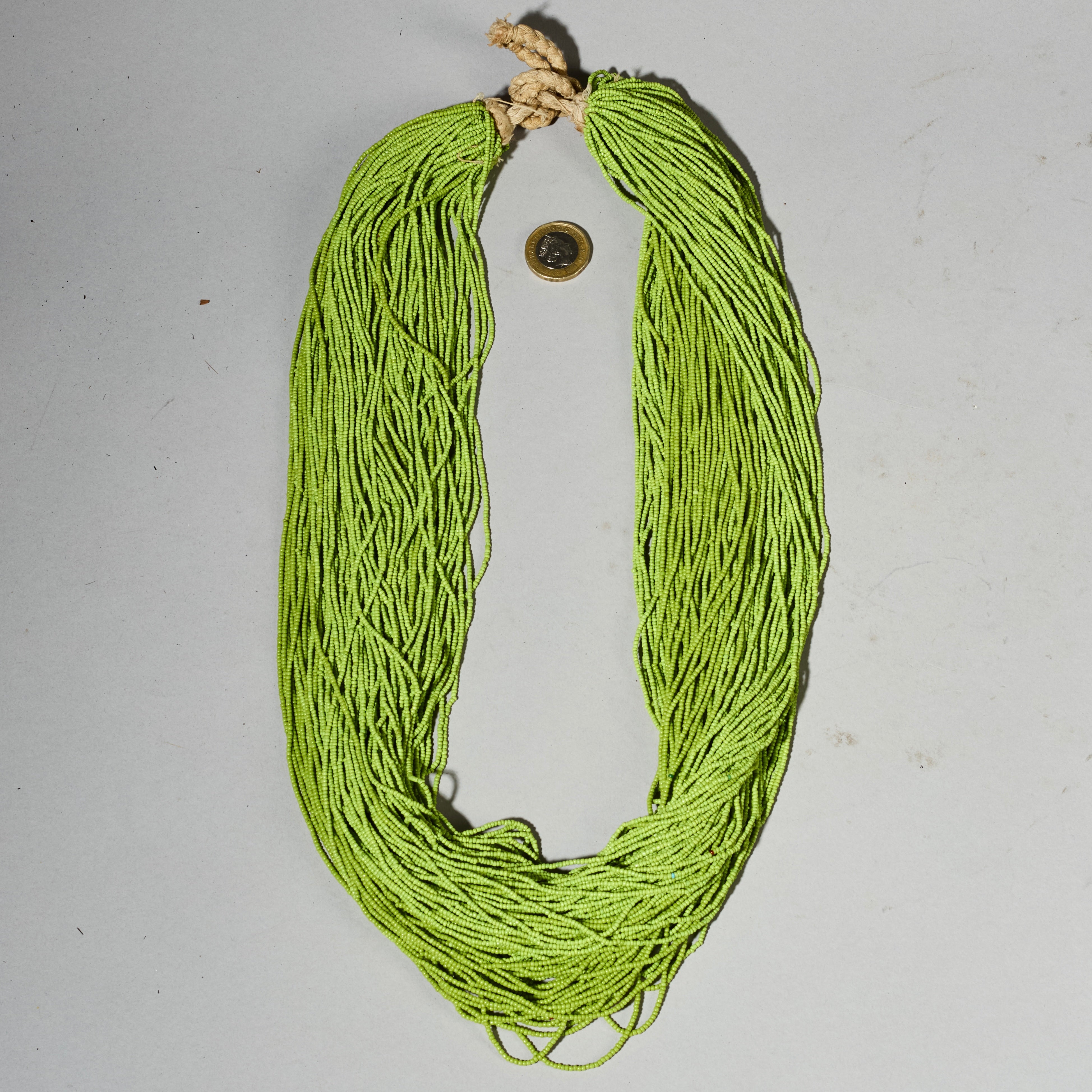 A LIME GREEN MULTISTRAND NECKLACE,  BAULE TRIBE IVORY COAST ( No 4928)