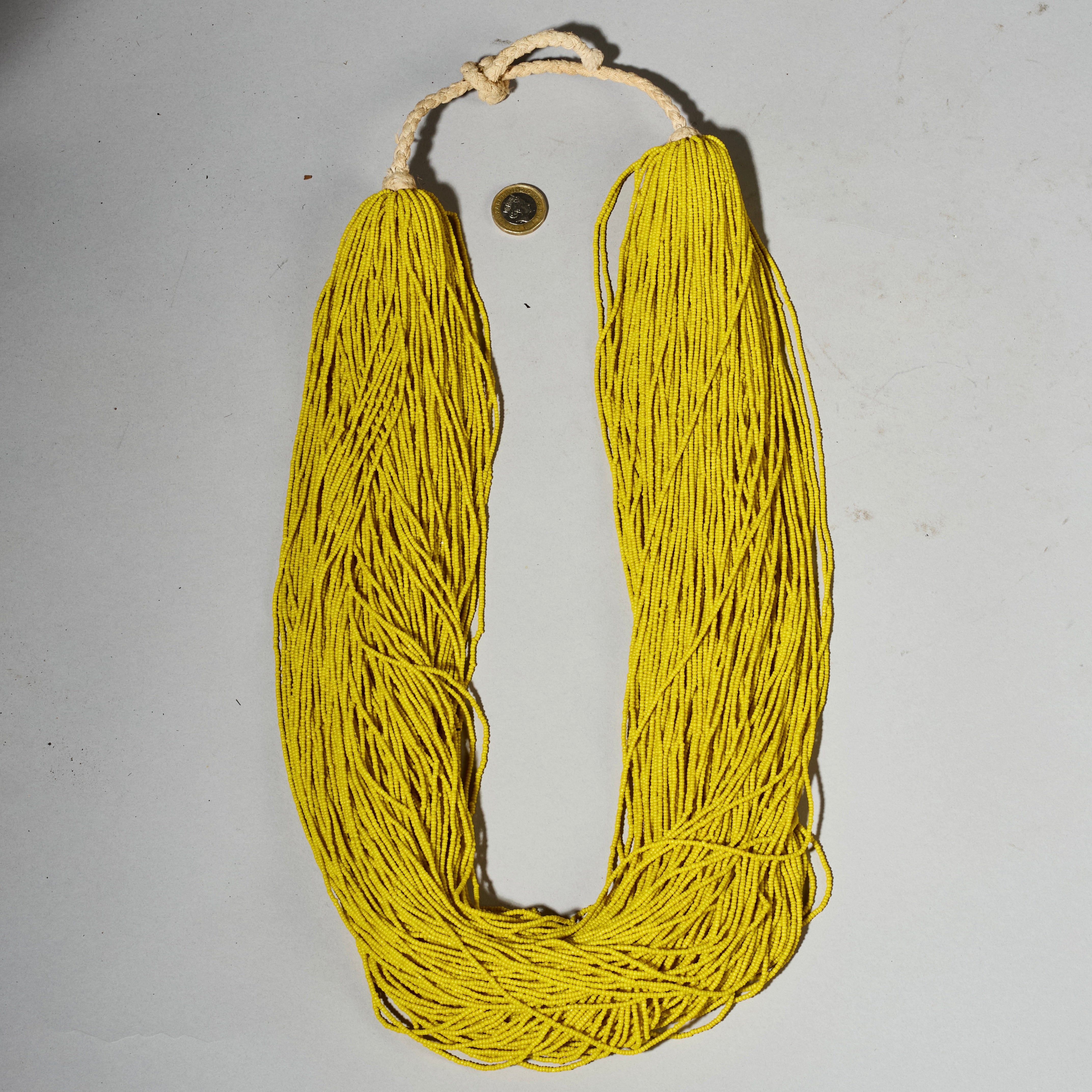 A SUNSHINE  YELLOW MULTISTRAND NECKLACE,  BAULE TRIBE IVORY COAST ( No 4927)