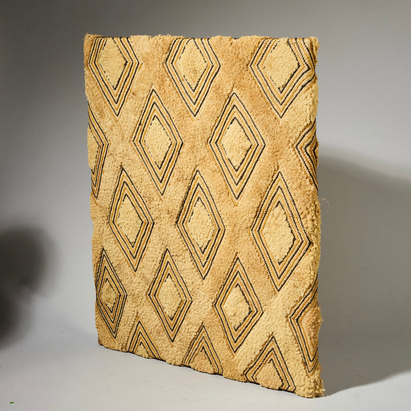 A LOVELY BLONDE MOUNTED RAFFIA SHOOWA PANEL  FROM THE KUBA PEOPLE OF CONGO ( No 4747 )