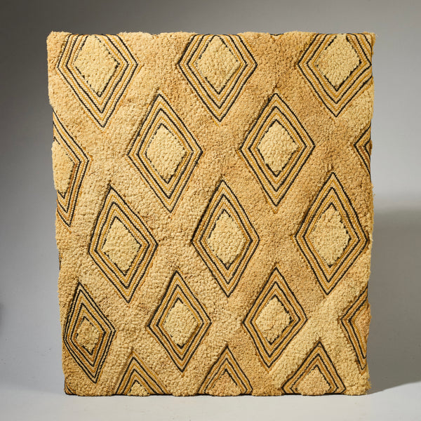 A LOVELY BLONDE MOUNTED RAFFIA SHOOWA PANEL  FROM THE KUBA PEOPLE OF CONGO ( No 4747 )