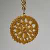 A BOLD  BAULE GILT BRASS NECKLACE WITH GOLD WEIGHT SHAPED DISC PENDANT, IVORY COAST (  No 4980