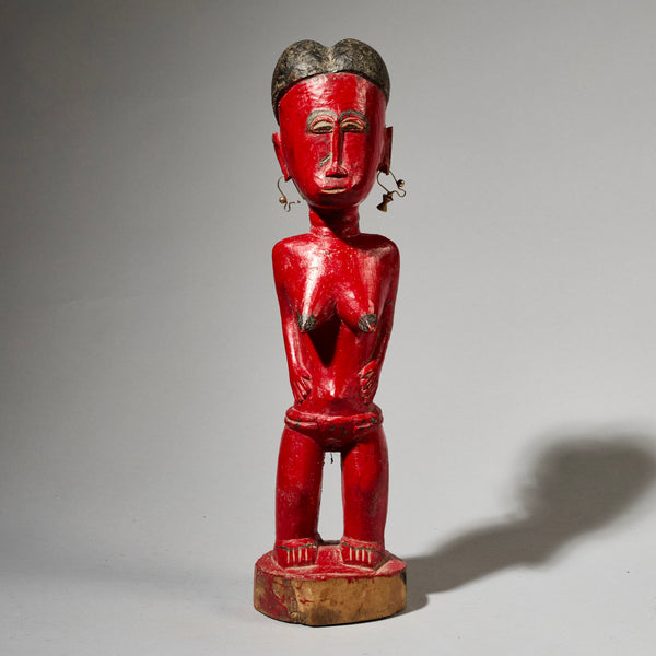 A FINE RED COLON FIGURE, BAULE TRIBE IVORY COAST ( No 4999)