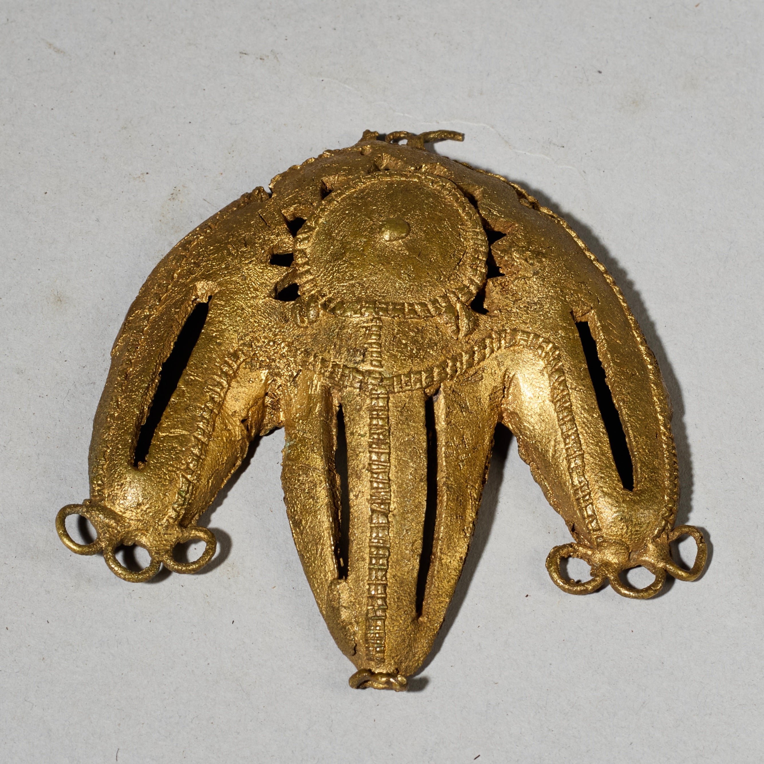 A BRILLIANT BAULE TRIBE BRASS FACE PENDANT , IVORY COAST (  No 5016)