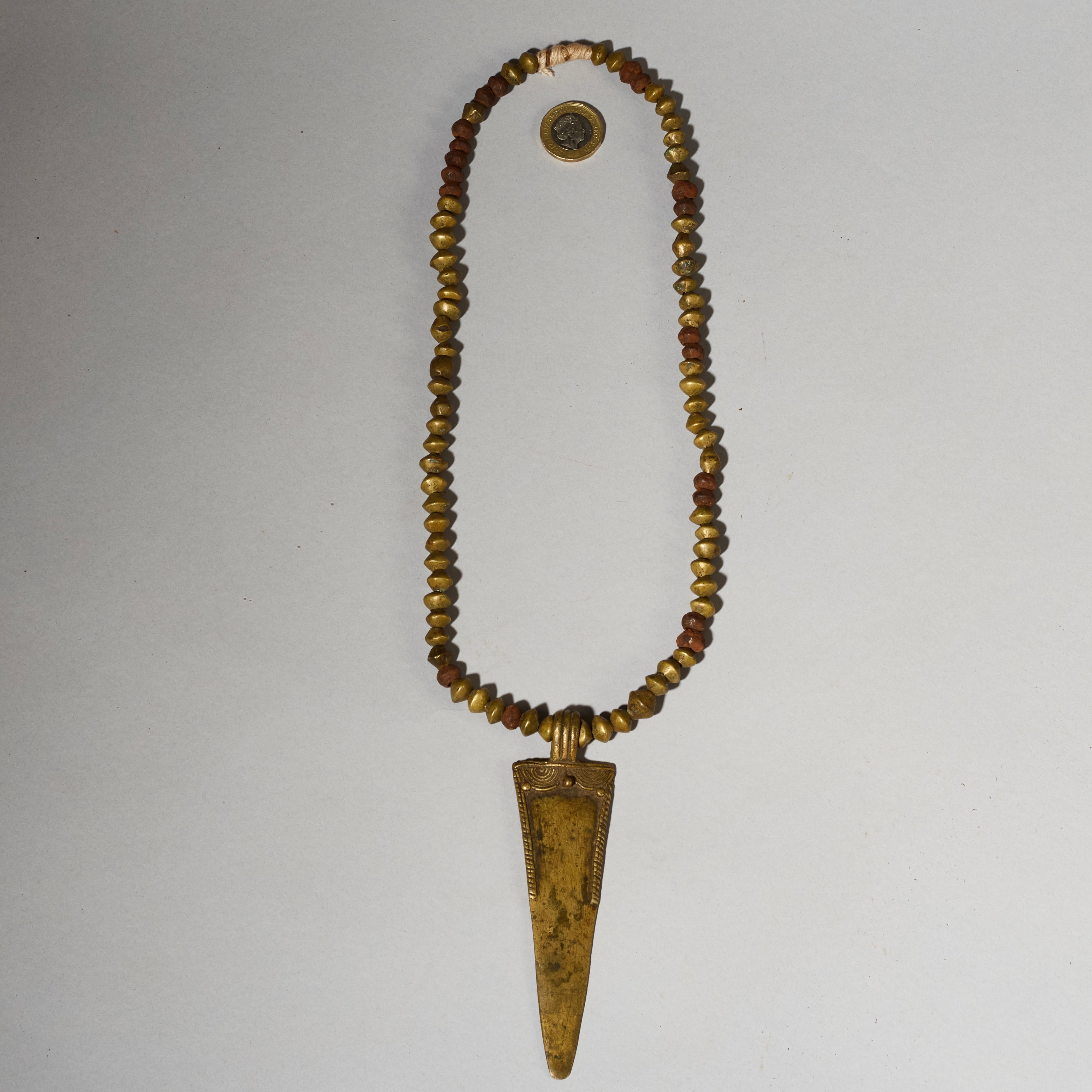 A PRIMORDIAL BRONZE  CURRENCY NECKLACE FROM KIRDI TRIBE OF CAMEROON, WEST AFRICA( No 5059 )