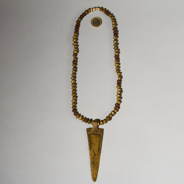 A PRIMORDIAL BRONZE  CURRENCY NECKLACE FROM KIRDI TRIBE OF CAMEROON, WEST AFRICA( No 5059 )