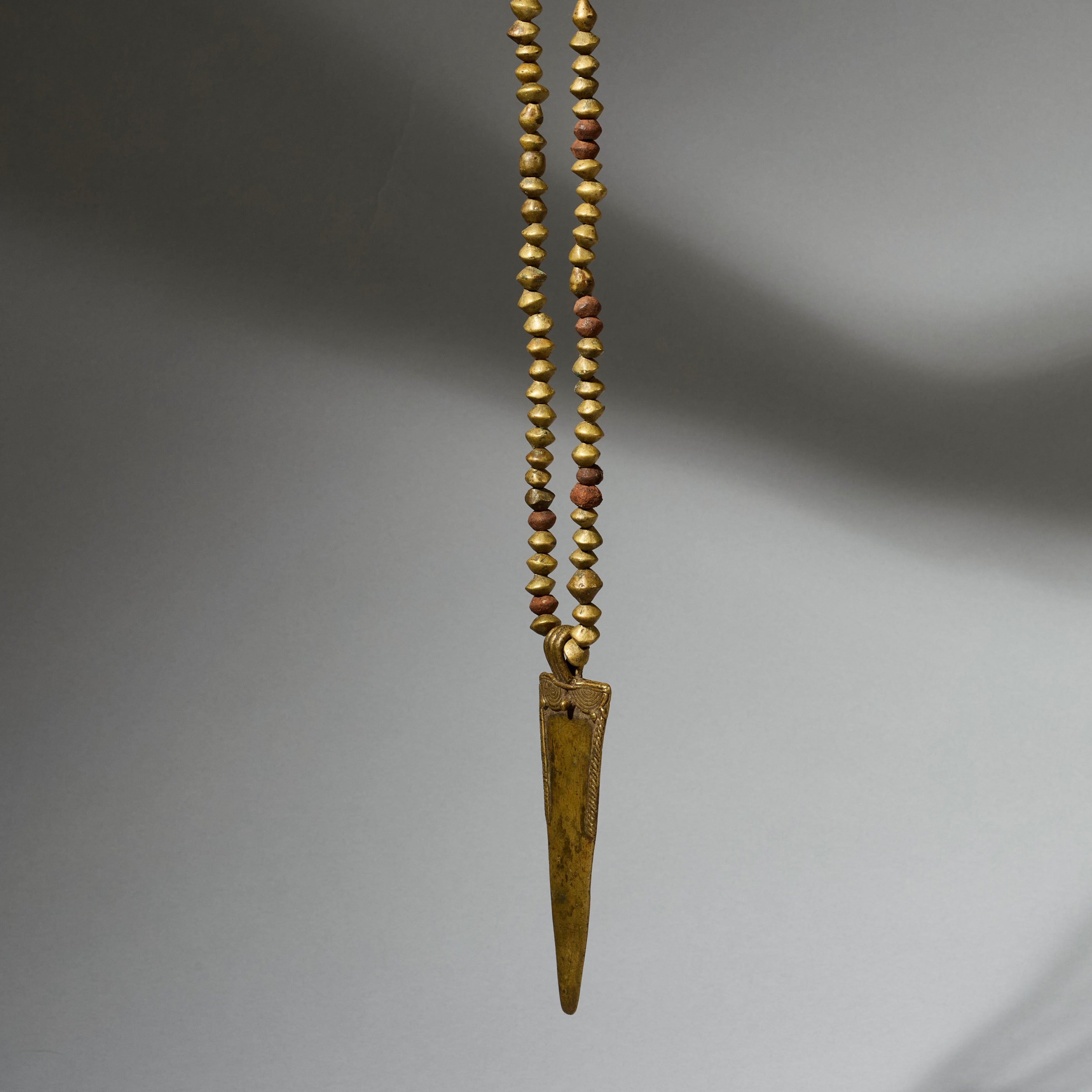 A PRIMORDIAL BRONZE  CURRENCY NECKLACE FROM KIRDI TRIBE OF CAMEROON, WEST AFRICA( No 5059 )