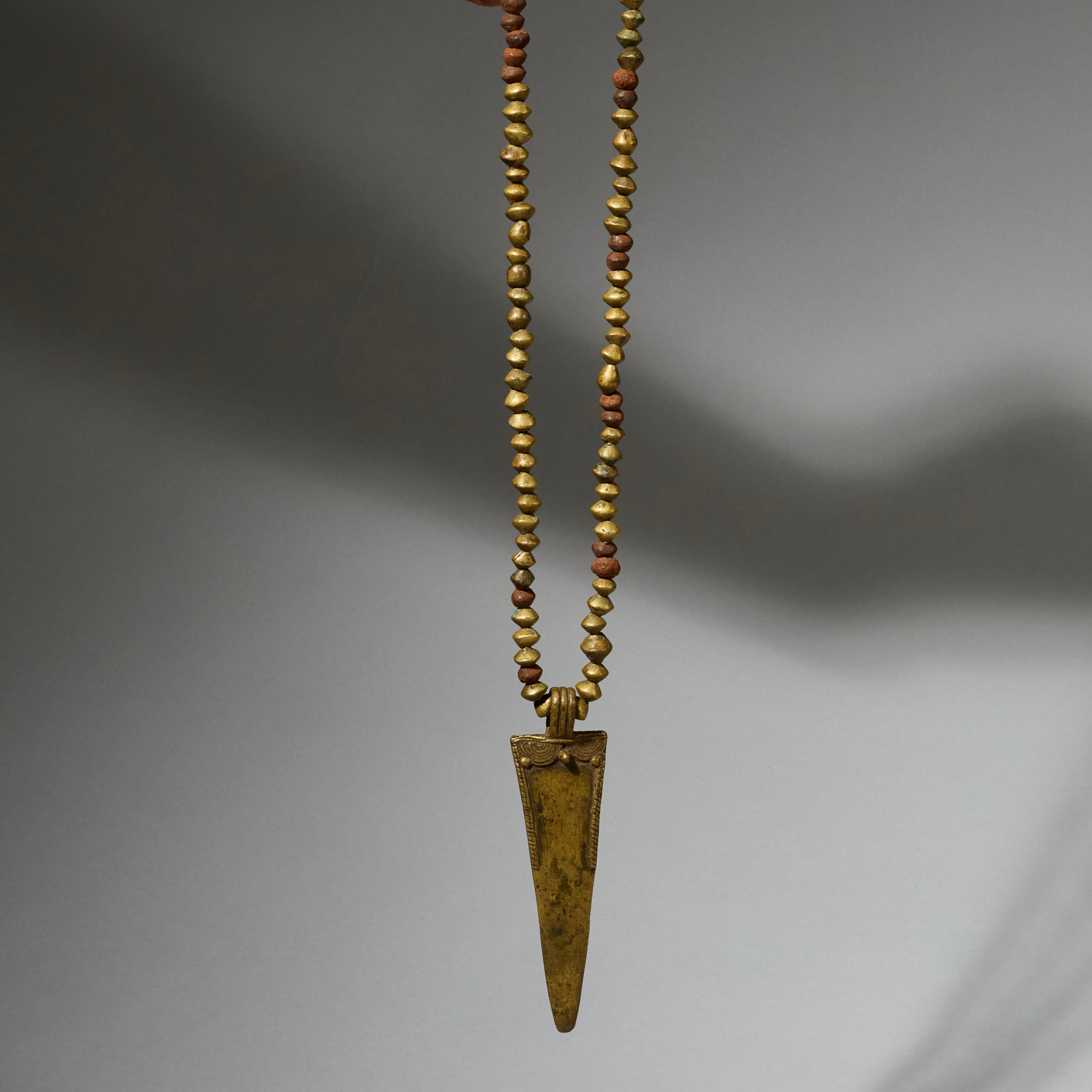 A PRIMORDIAL BRONZE  CURRENCY NECKLACE FROM KIRDI TRIBE OF CAMEROON, WEST AFRICA( No 5059 )