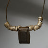 A CHARACTERFUL LEATHER TALISMAN GRIS GRIS NECKLACE, MAMBILLA TRIBE CAMEROUN ( No 5069)