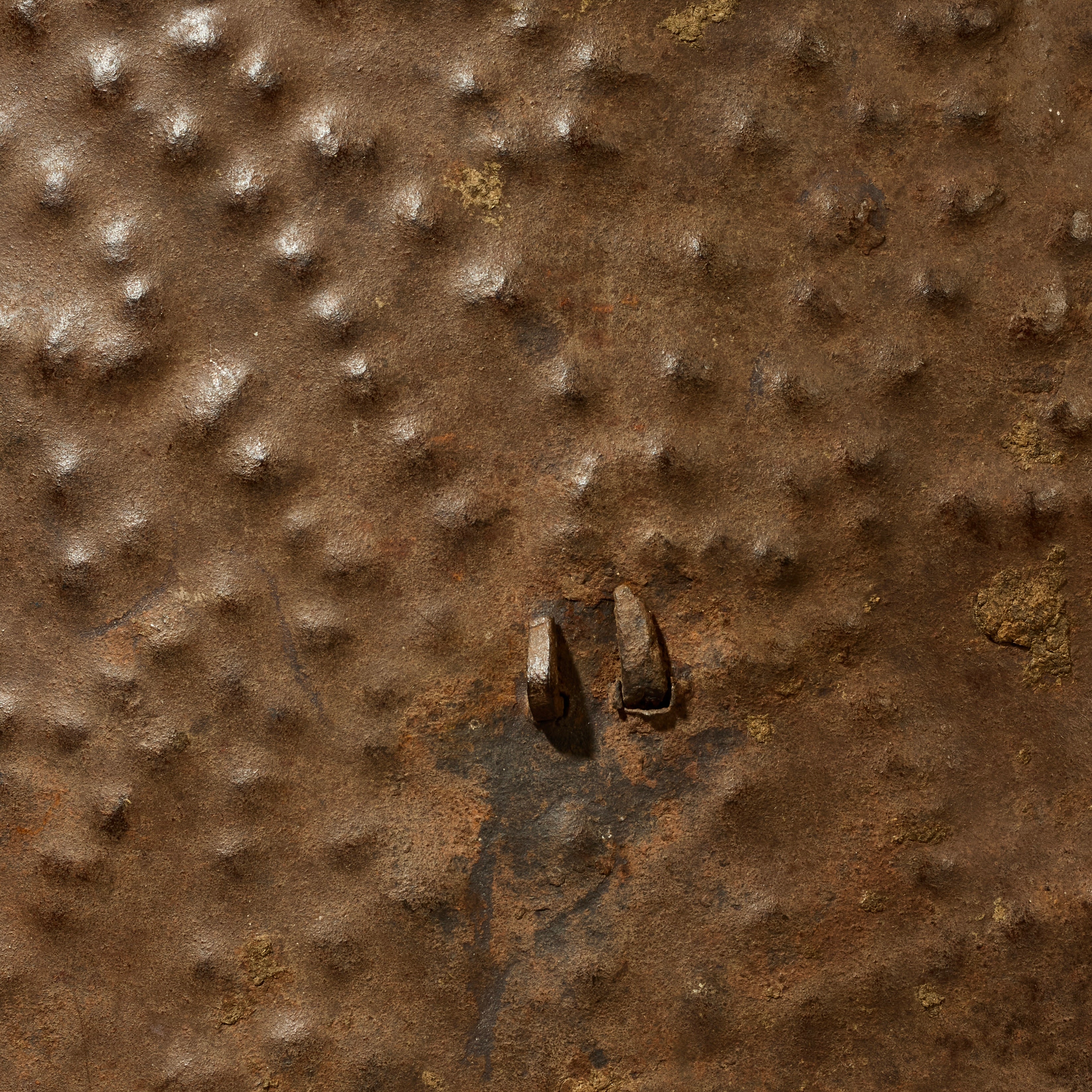 AN EMBOSSED, BELL SHAPED SHIELD, KIRDI TRIBE N CAMEROON, W.AFRICA WITH GOOD AGE AND PATINA  ( No 5074)