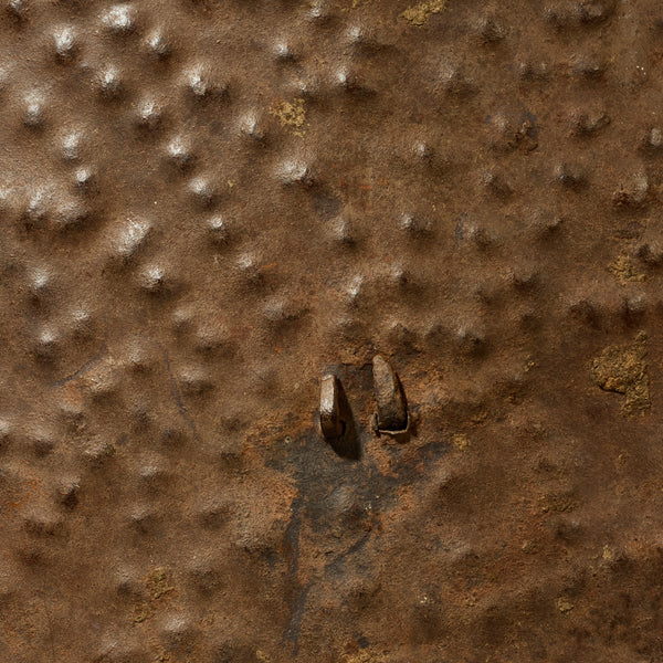 AN EMBOSSED, BELL SHAPED SHIELD, KIRDI TRIBE N CAMEROON, W.AFRICA WITH GOOD AGE AND PATINA  ( No 5074)