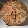 A BUMPY ROUND SHIELD, KIRDI TRIBE N CAMEROON, W.AFRICA WITH GOOD AGE AND PATINA  ( No 5075 )