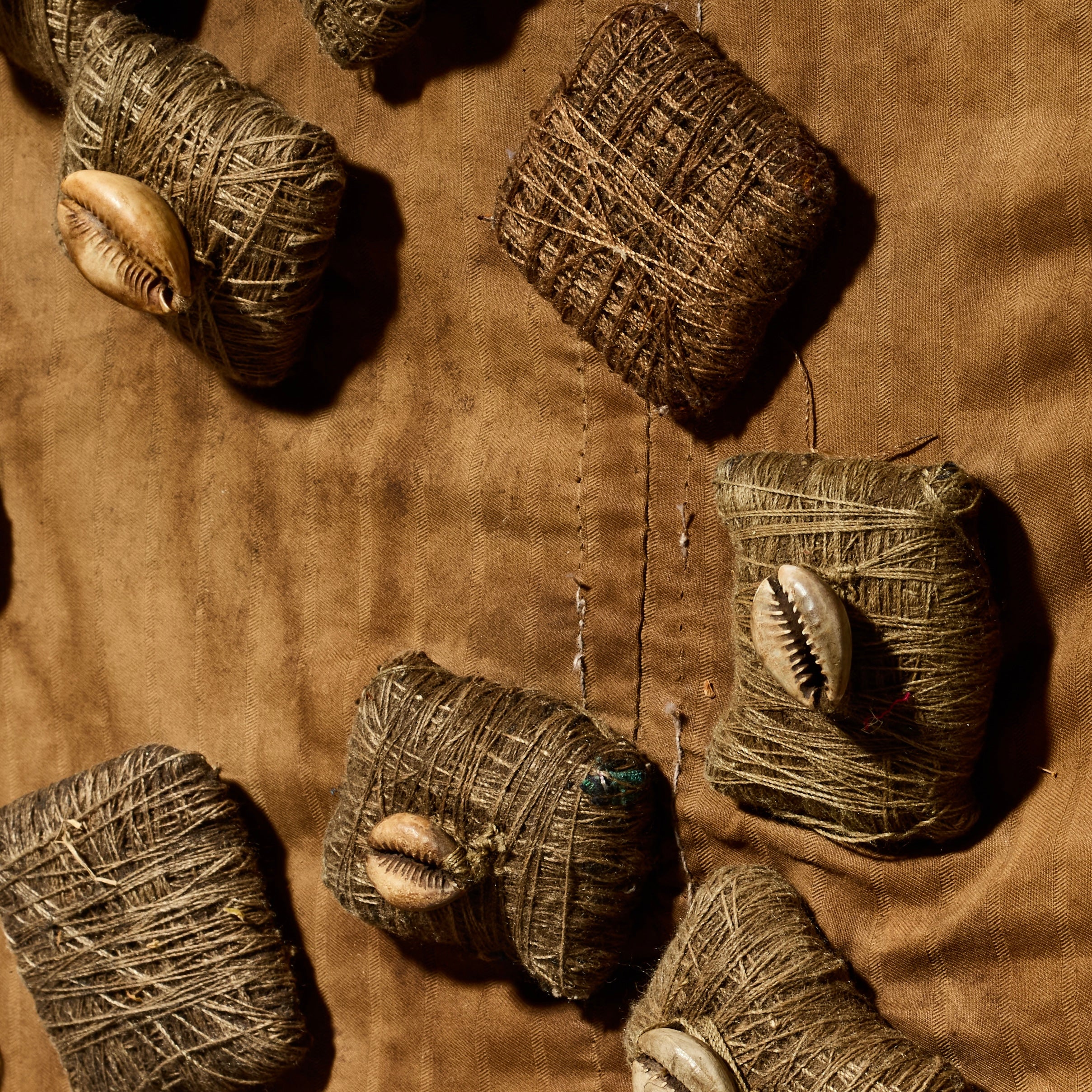 A INTRIGUING MAGIC BUNDLE MOUNTED CLOTH NORTHERN GHANA  ( No 5079 )