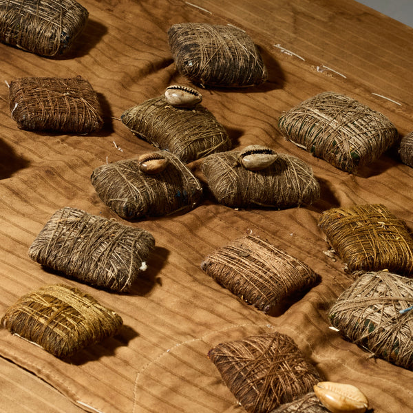 A INTRIGUING MAGIC BUNDLE MOUNTED CLOTH NORTHERN GHANA  ( No 5079 )