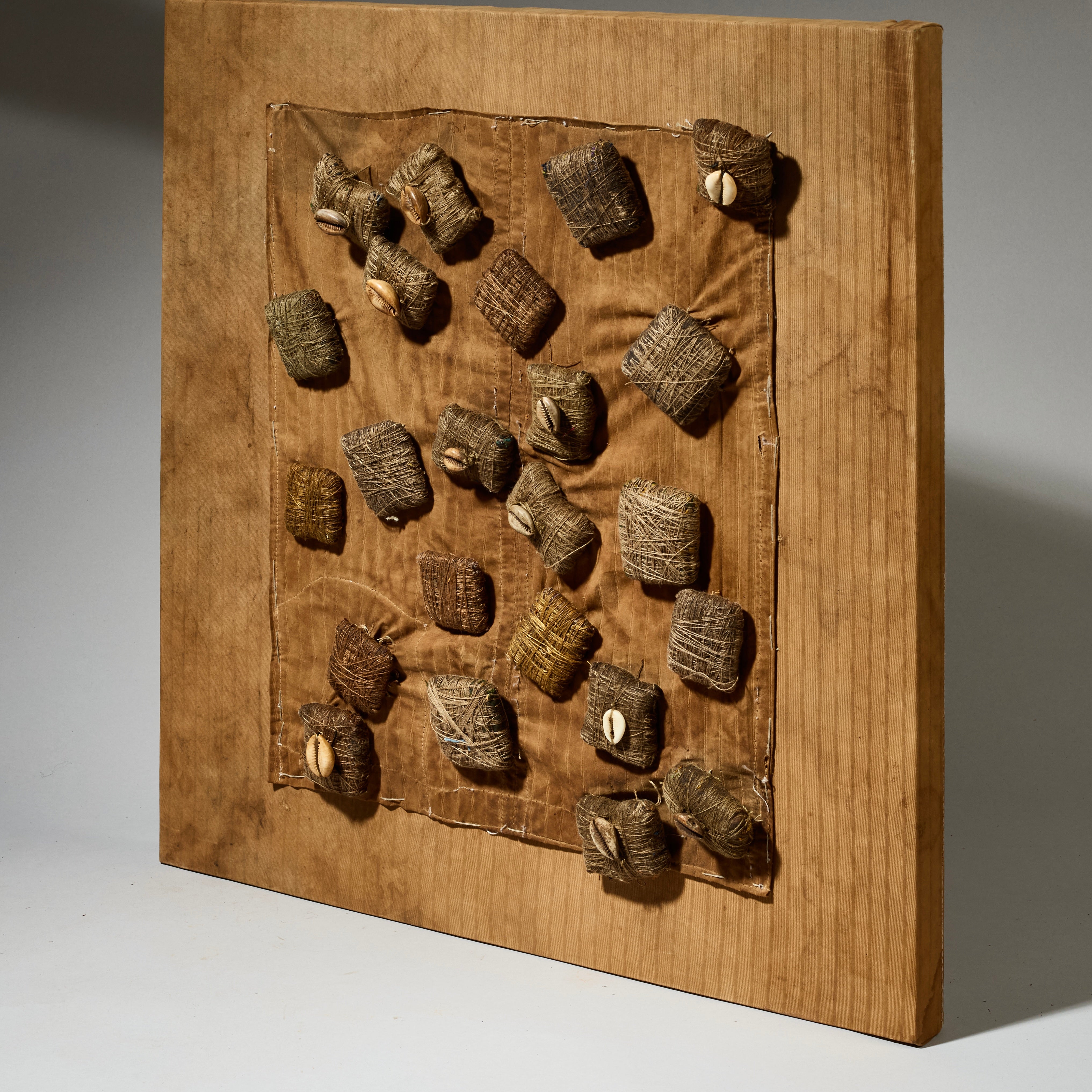 A INTRIGUING MAGIC BUNDLE MOUNTED CLOTH NORTHERN GHANA  ( No 5079 )