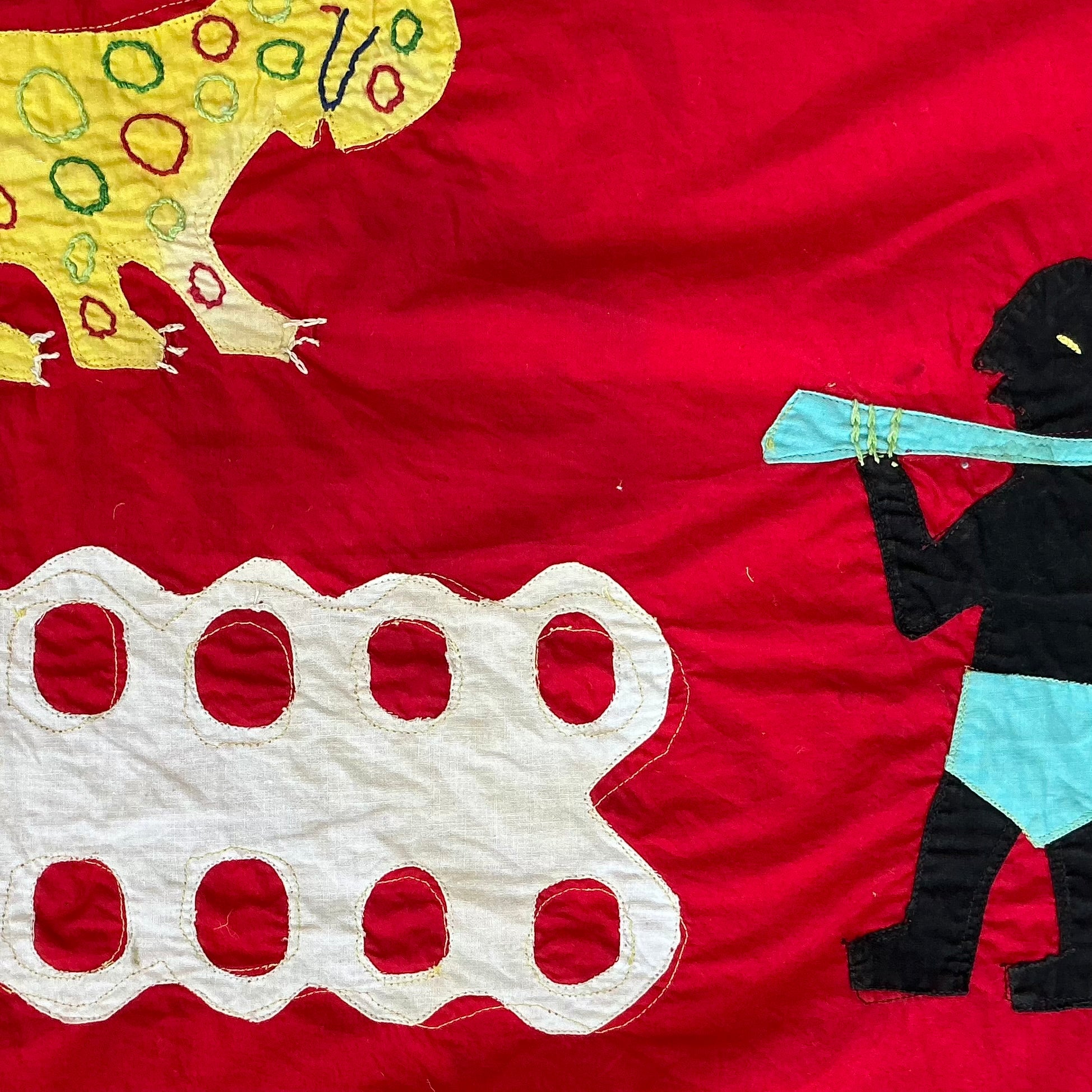 A RED GRAPHIC ASAFO  FANTE FLAG FROM GHANA  W.AFRICA ( No 5117 )